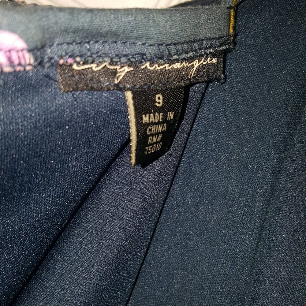 Navy Pink Rose Summer Cocktail Dress - Size 9 - Medium - Picture 11 of 12